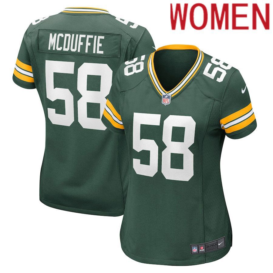 Women Green Bay Packers #58 Isaiah McDuffie Nike Green Nike Game NFL Jersey->women nfl jersey->Women Jersey